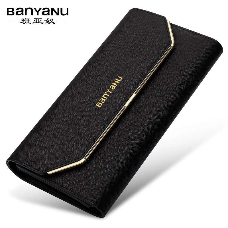 Fashion Women's Wallet Genuine Leather Trifold Designer Clutch Bag RFID Credit Card Holder Long Wallets For Women Gifts