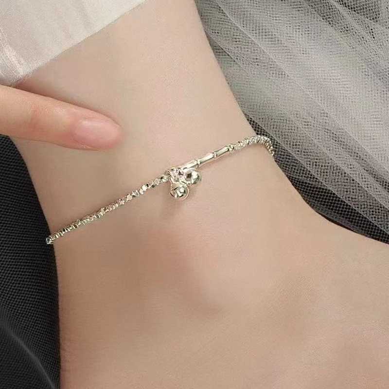 New 925 Sterling Silver Anklet Fashion Simple Flower Shape Anklet Birthday Party Gift for Womens Exquisite Acessories Z250408