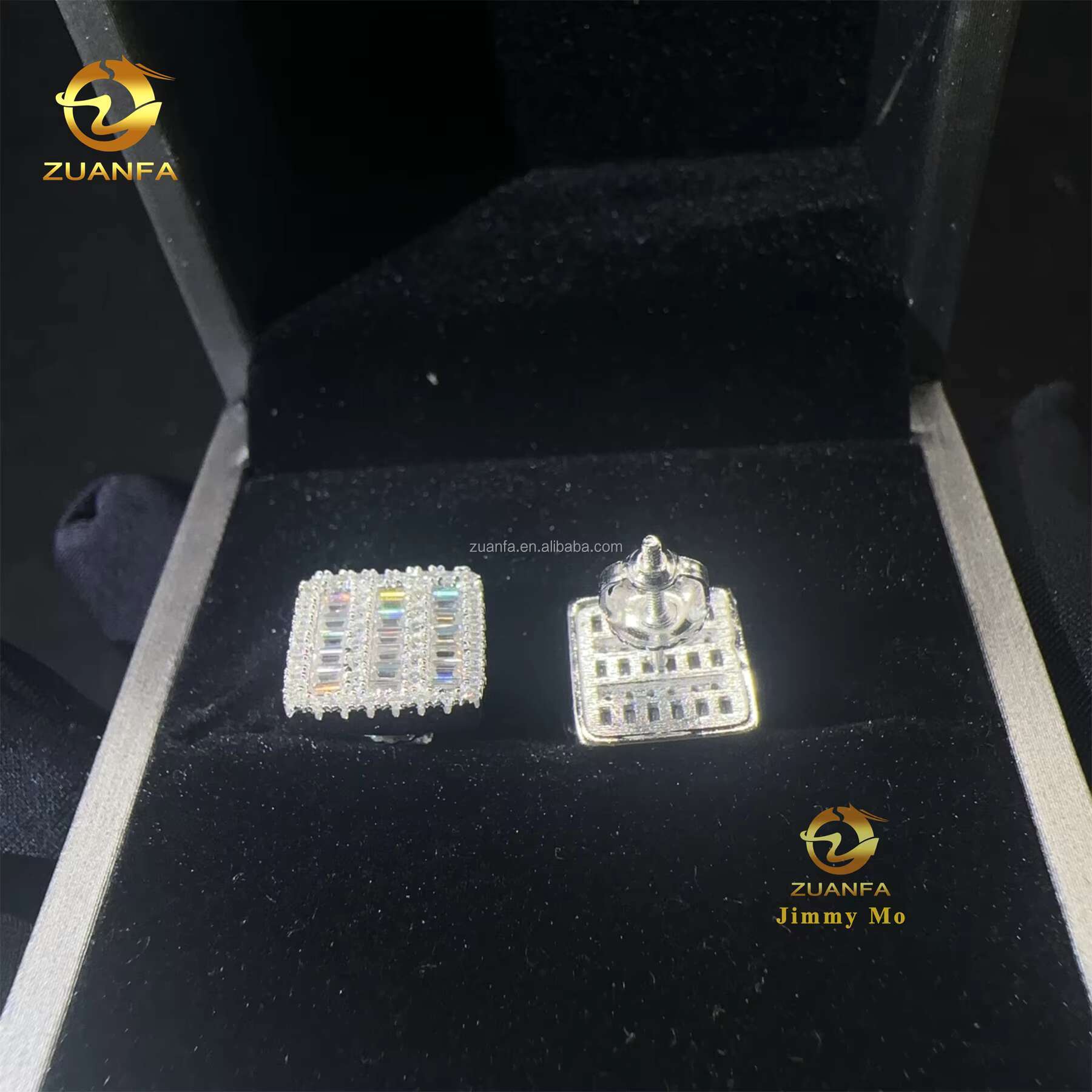 Popular Style Luxury Rapper Style Iced Out Hip Hop Man Stud Earrings Moissanite Diamond Screw Back Stud Earring 925 Silver