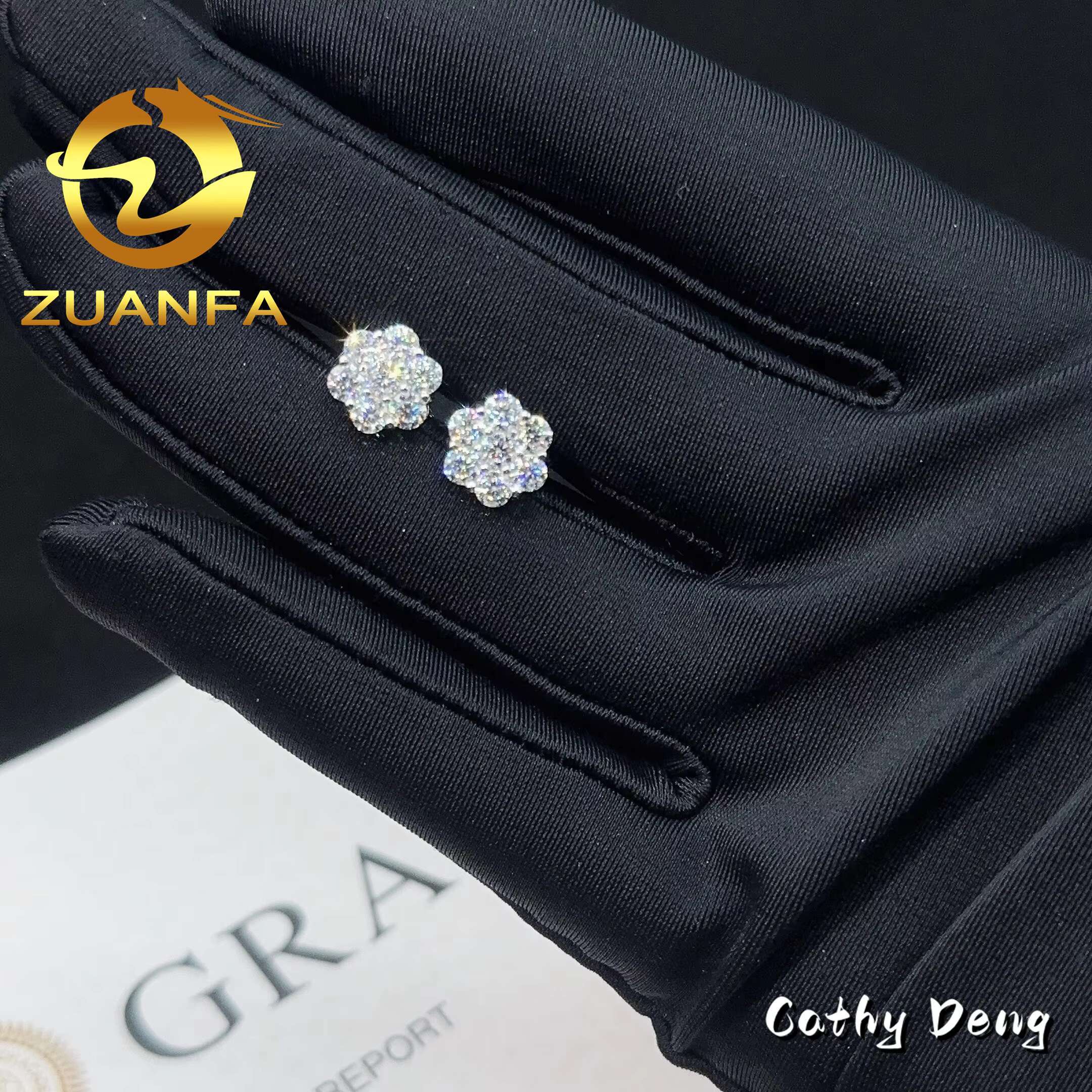 New Flower 3mm Moissanite Tennis Chain Bracelet With Stud Earrings Set 925 Silver Hip Hop Bracelet Tennis Bracelet Pass test