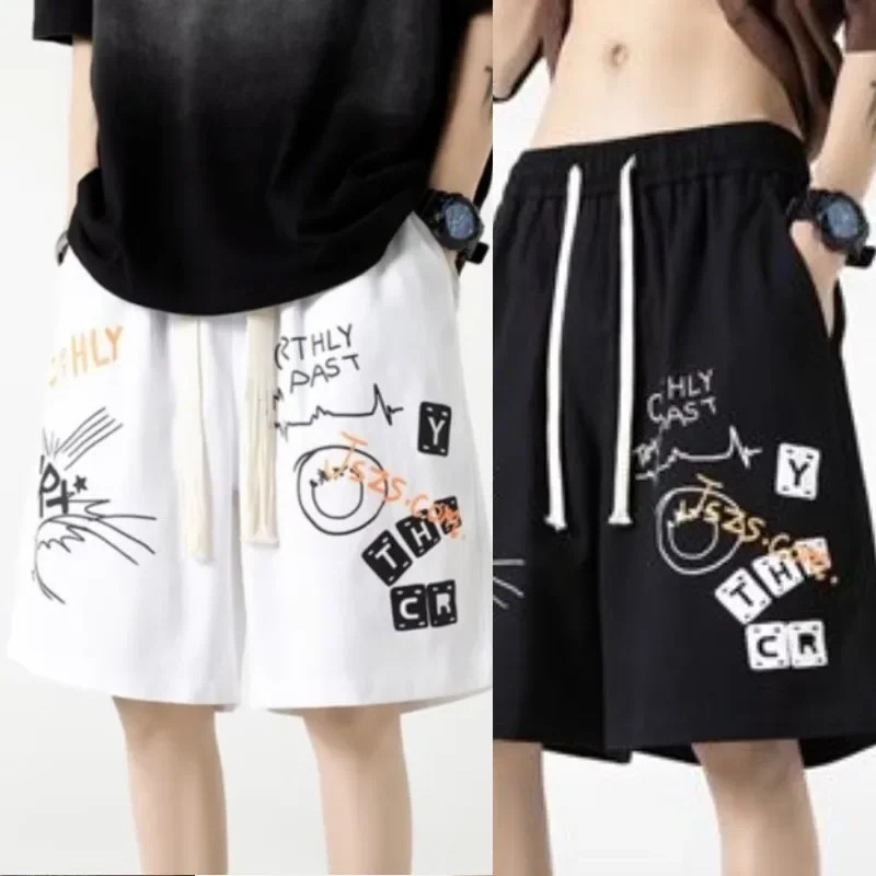 Mens shorts American retro color print shorts couple shorts basketball shorts 250407