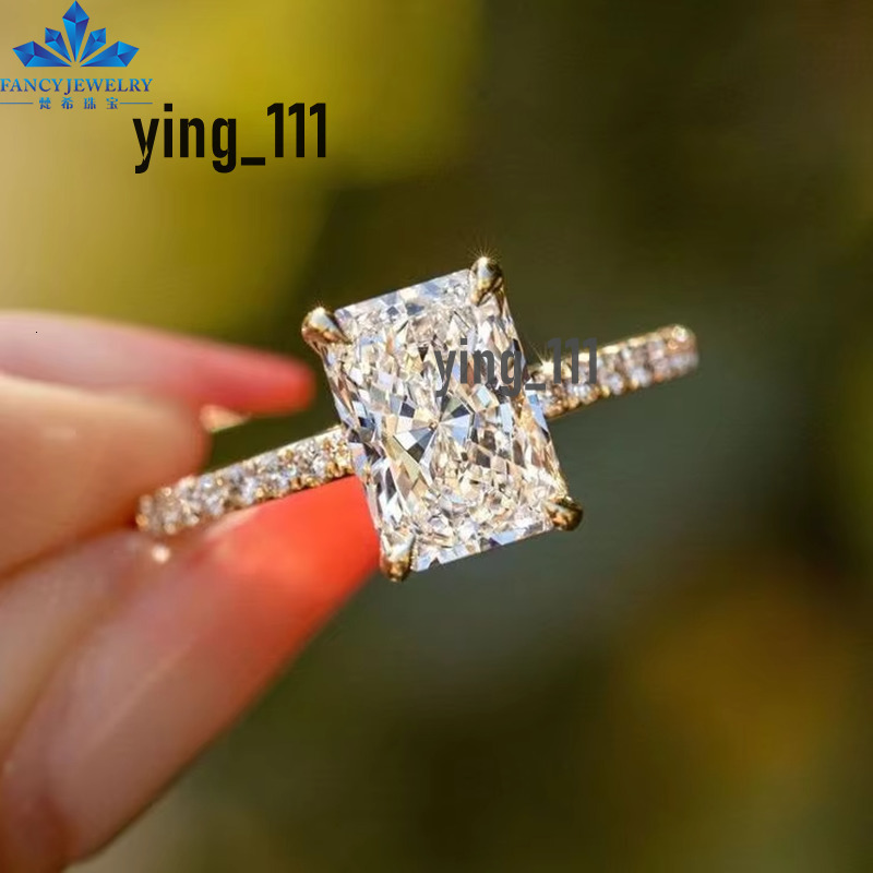 Wholesale Luxury 14K White Gold Engagement Ring with 3.0 CT Radiant Cut Moissanite 18K Gold Four Claw Prong for Wedding