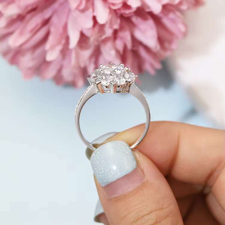 Large Diamond 18k Solid Gold Round Shining Cut Moissanite Vvs1 d Color Women Ring for Wedding