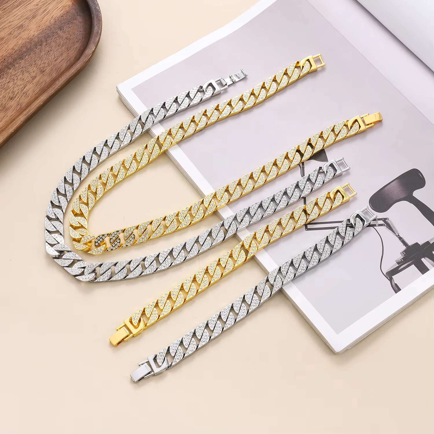 designer collar Cuban alloy chain dog necklace gold and sier bio colored pet accessory accessories