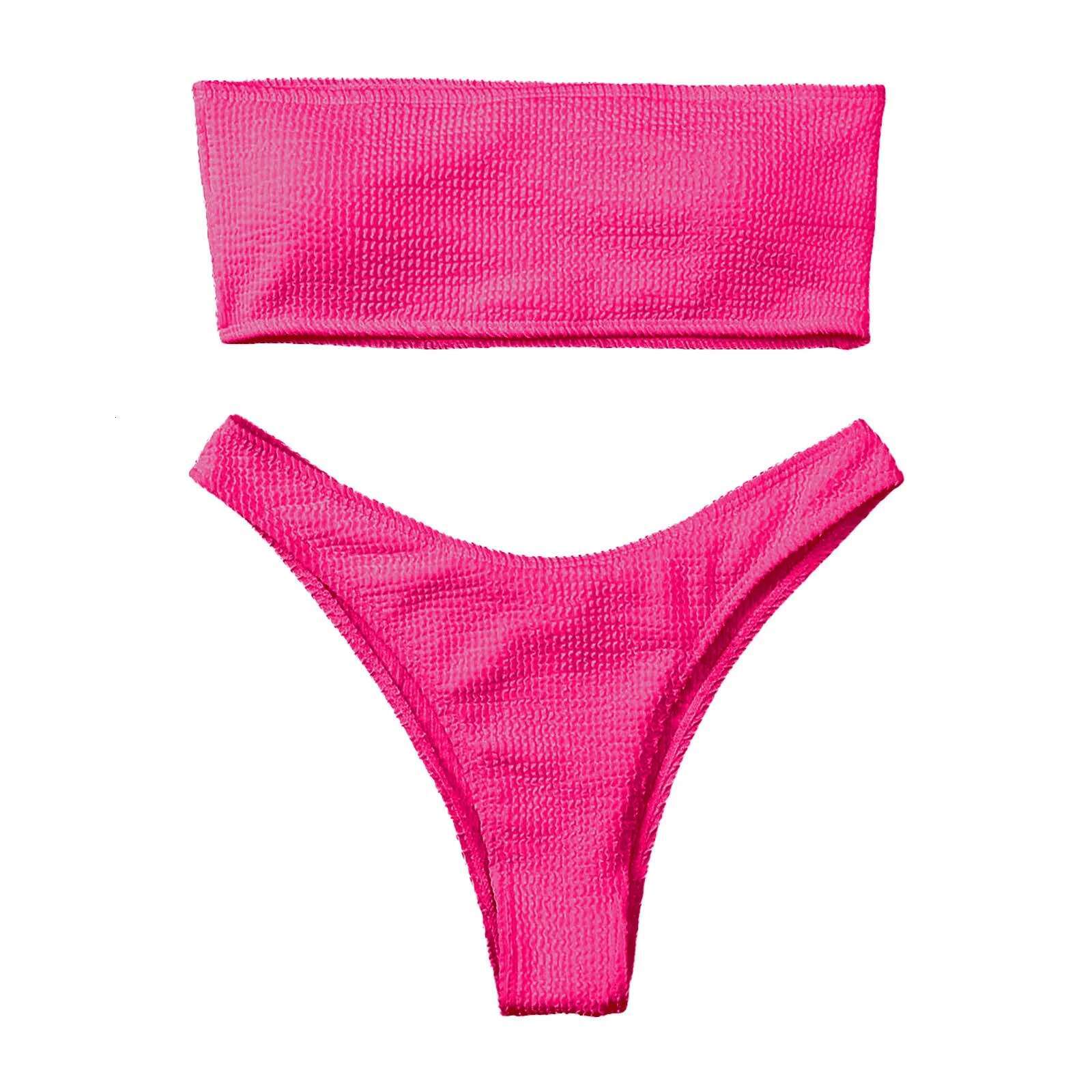 Dongdumaoyi High Waist Bikini Fashion Textured Swimwear Women Cut Swimsuit Bathing Suits Solid Brazilian Bikinis Set