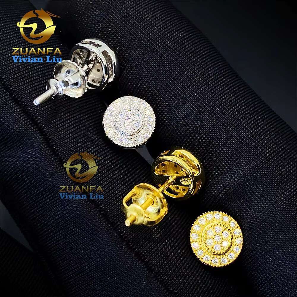 Fine Jewelry 18k Gold for Women Jewelry Shiny 925 Sterling Silver Luxury Diamond Vvs Moissanite Stud Earrings