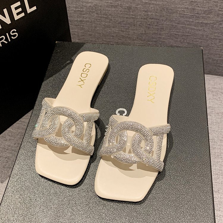 Women's 2025 Summer plus-size flip-flops Flat flat Fairy shoes Advanced exquisite trend all-in-one beach shoes