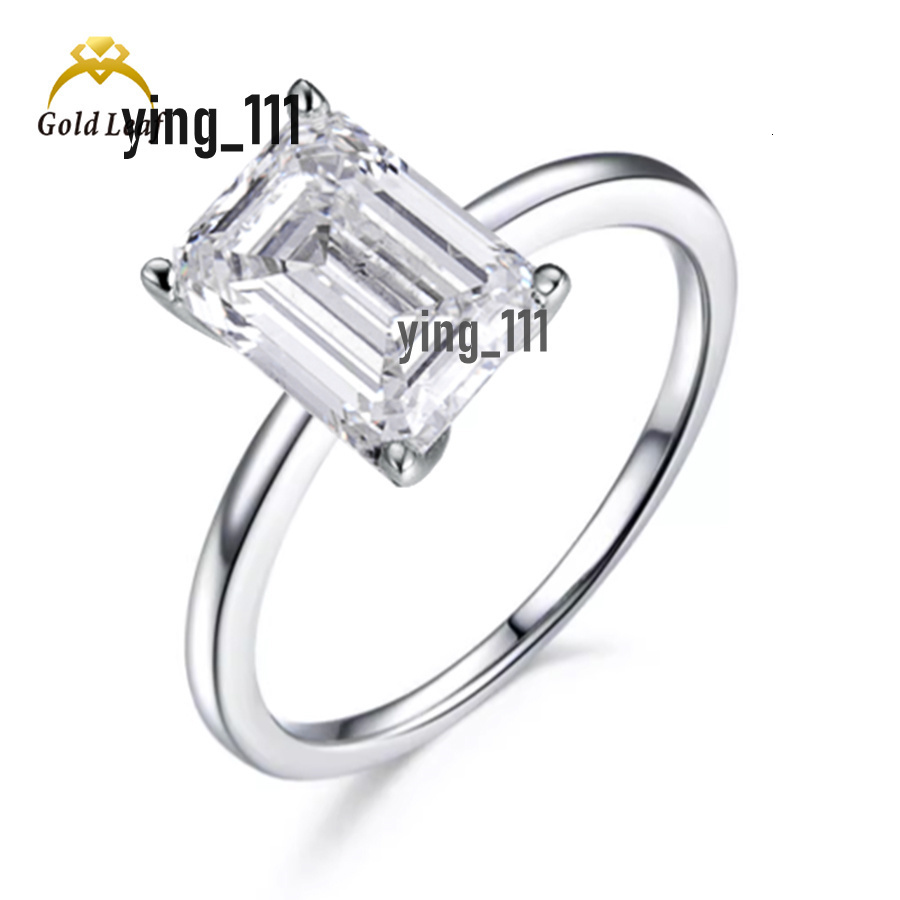 Custom 14K Platinum Gold Luxury Womans 2CT VVS D Emerald Cut Lab Grown Engagement Wedding Ring IGI GIA Certified Diamond Rings