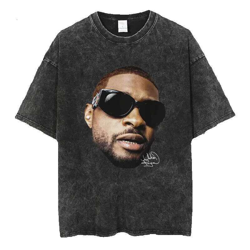 Usher Past, Present, Future 2024 Tour Washed Hip Hop Retro Haruku Men's and Women's Bulk High Quality Cotton Street T-shirt