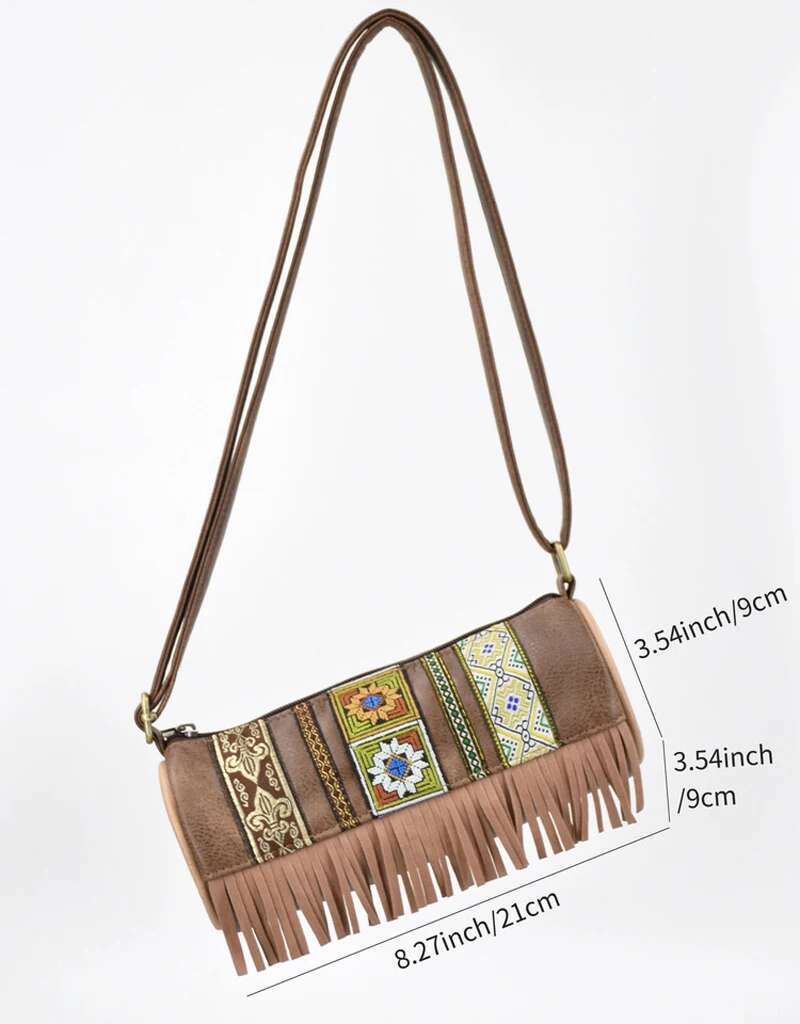 Shoulder Bags Women PU Geometry Embroidery Circle Shaped Crossbody Bag