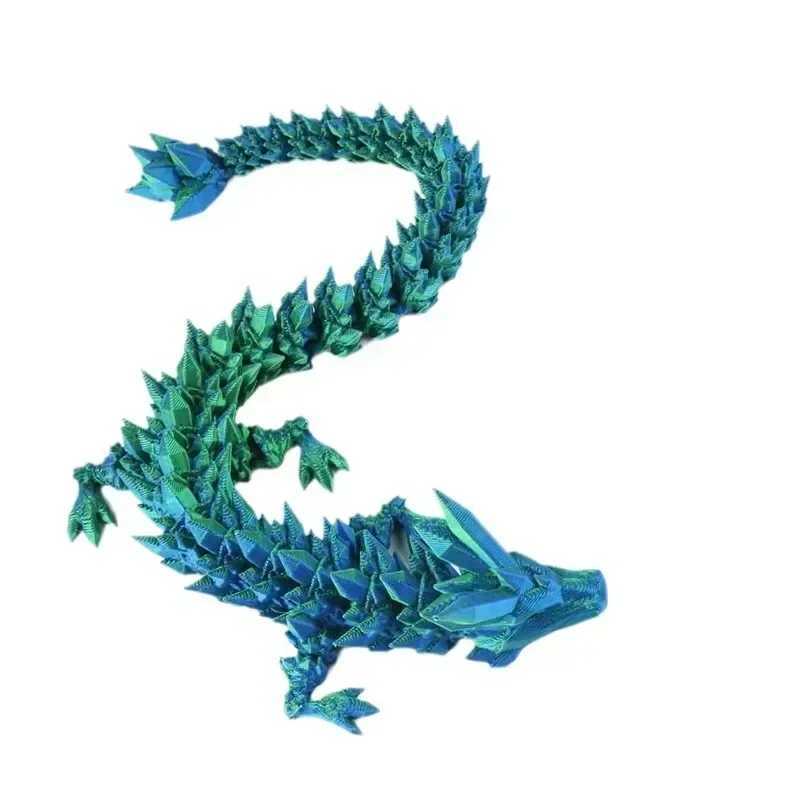 3D Printed Gemstone Dragon Shines in the Dark Rotating Carving Dragon Crystal Character Action Toy Desktop Decoration Birthday Gift X250409