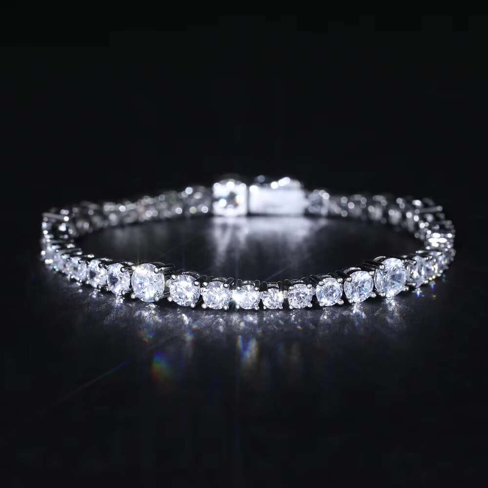 Wholesale Custom Fashion 925 Silver Lab Diamond GRA Moissanite Zircon Tennis Sterling Bracelet