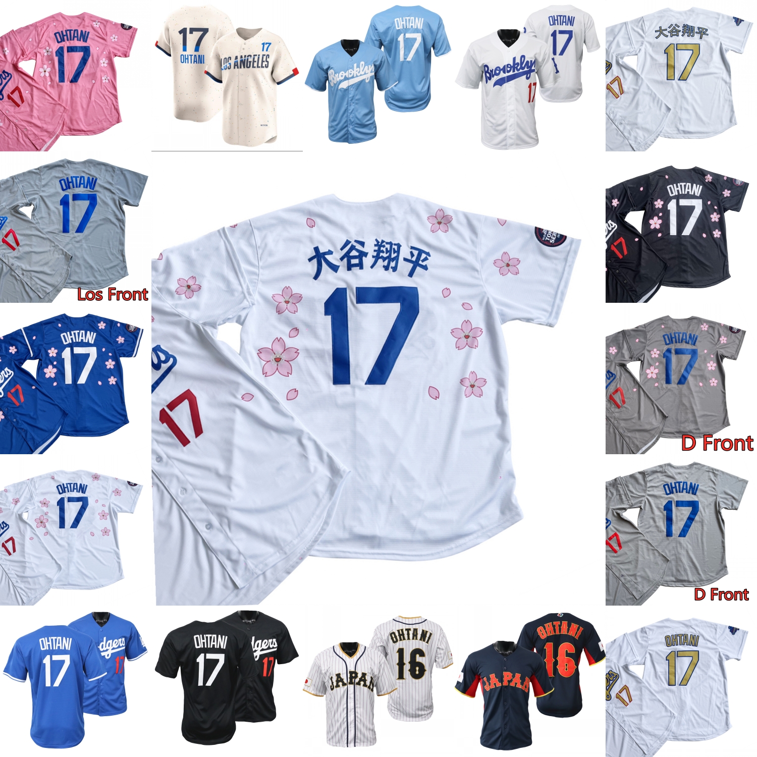 Shohei Ohtani Baseball Jersey City Fans Kanji Black USA Tokyo Black Pink White Blue Grey Women Youth