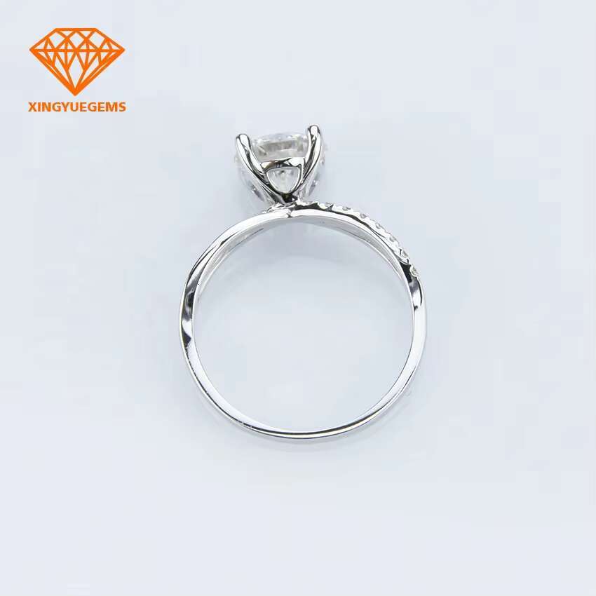Superior Quality 18k White Gold Jewelry/Jewellery Four Clow Round Moissanite Wedding Rings for Woman