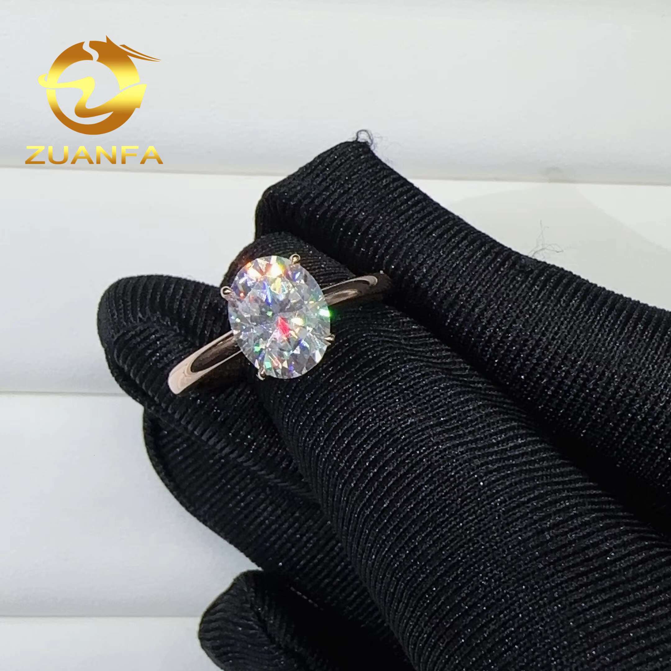 10k 14k 18k Rose Gold D VVS Oval Cut Moissanite Women Engagement Ring Fashion Solitaire Wedding Band Hiphop Diamond Ring