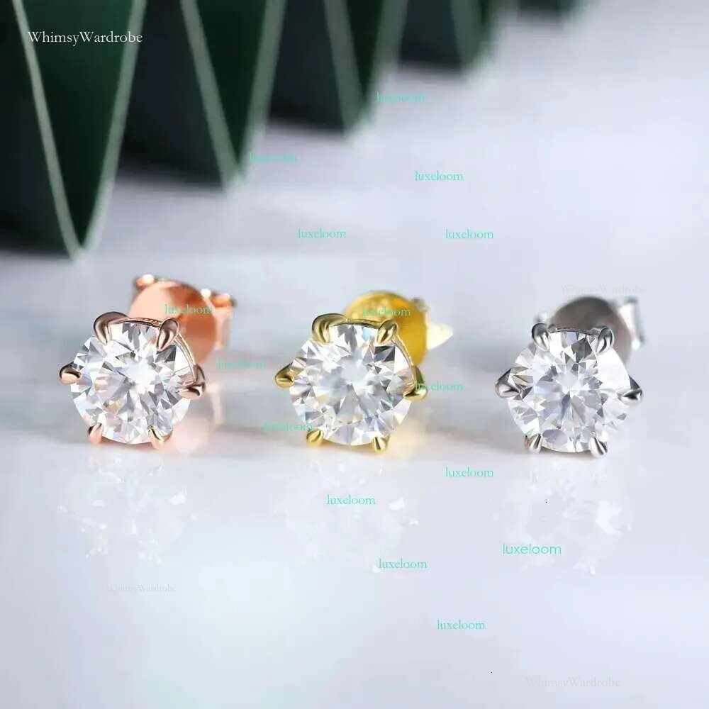 1Ct 6.5Mm Classic Mossanite Screw Back Earrings Jewelry Sterg Sier VVS Moissanite Dia Ear Stud For Men Women