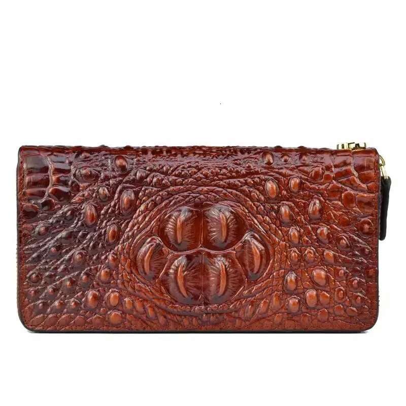 Crocodile Pattern Genuine Leather Woman Wallet Large Real Cow Leatther Purse Alligator Ladies Clutch Bag