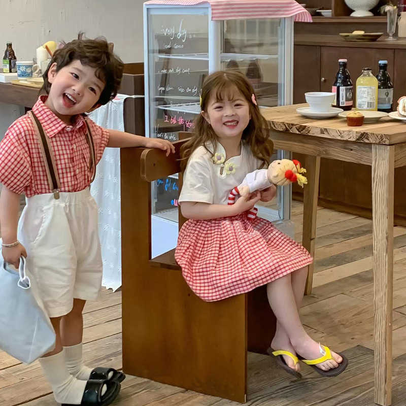 2023 new summer explosive street dragon and phoenix twin brother and sister outfit set summer outfit childrens brother and sister outfit Korean versio