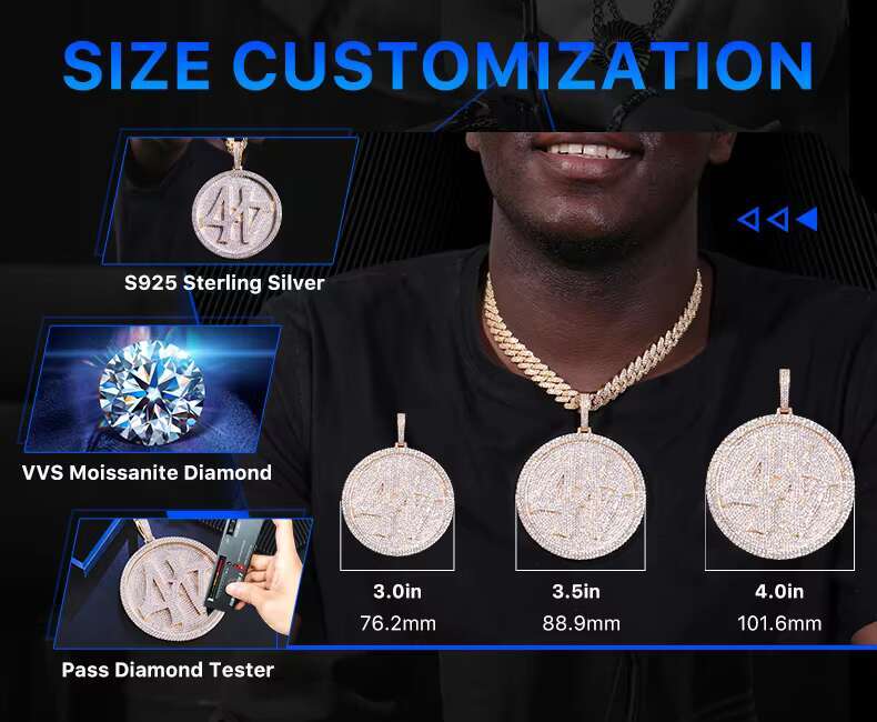 Credit Card Pendant 925 Sterling Silver VVS Moissanite Diamond Hip Hop Jewelry Custom Iced Out Moissanite Pendant for Necklace