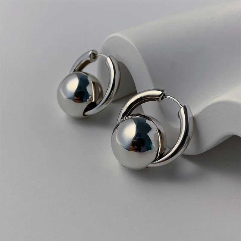 Golden Color Ball Earrings Semi-Circle Thick Hollow Minimalist Retro Irregular Orb Studs Chic for Women Jewelry Z250408