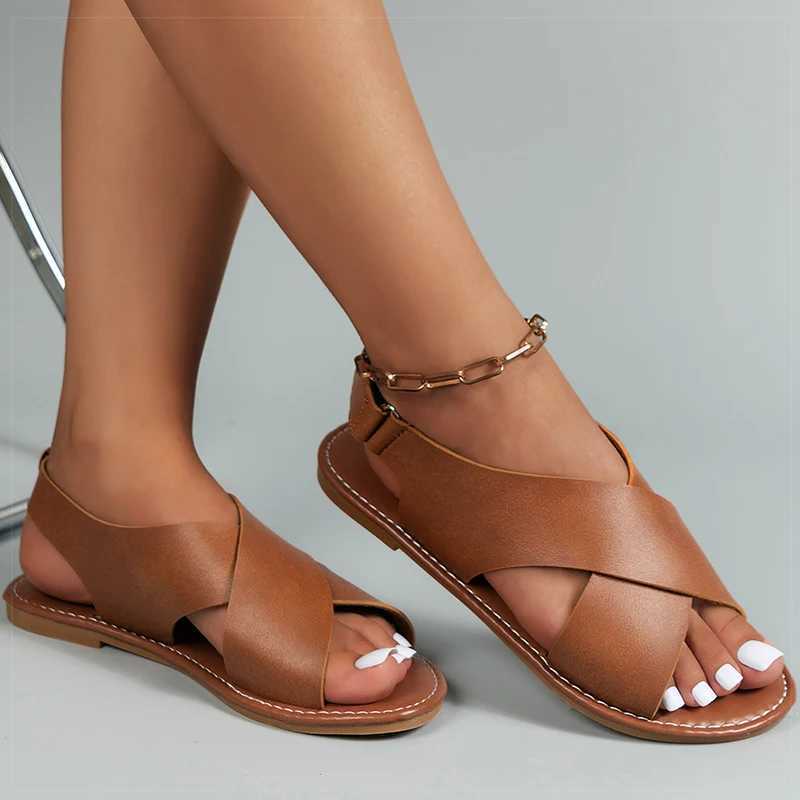 New Arrival Womens sandals womens flat shoes womens flat shoes soft Pu leather sandals De Mujer summer sandals womens beach shoes T250409