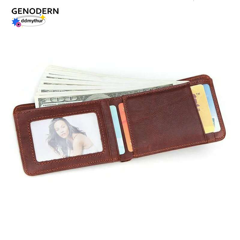 RFID Casual Small for Men Cow Leather Male Slim Wallets Short Mini Wallet with Card Holder Pocket Purses ddmythur