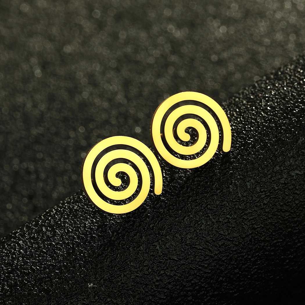 Gold Color Tiny Spiral Stud 316L Stainless Steel Fashion Earrings for Women Small Unisex Metal Celtic Spiral Jewelry Black Punk Z250408