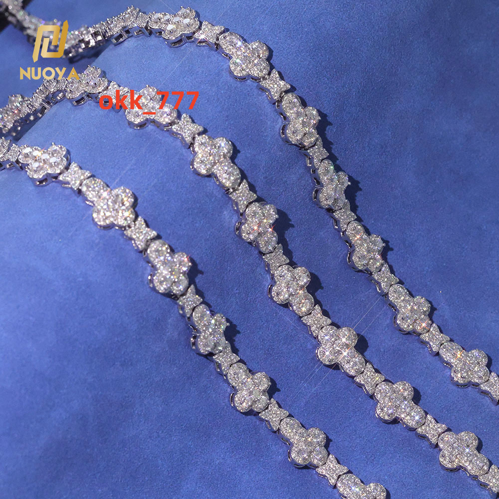 NUOYA Moissanite Jewelry Cross Star Shaped Design Diamond Chain Can Pass Diamond Test 925 Sterling Silver Necklace for Men Women