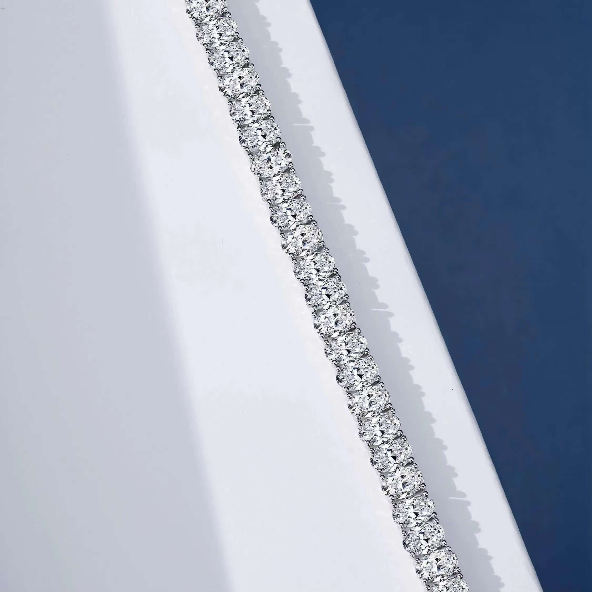 Customized Luxury 925 Silver Lab Grown Diamond Bracelet VVS Lab Created CVD Oval Cut Diamond Tennis Bracelet for Men Womans
