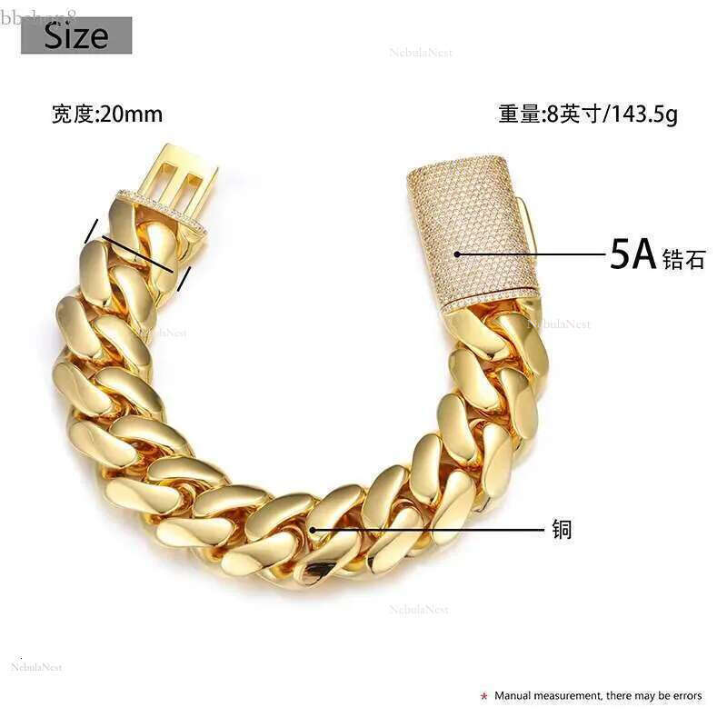 10-22mm Hip Hop Miami Cuban k Chain Bracelet TopBg 5AAA+ CZ 14K Real Gold Plated Men Jewelry
