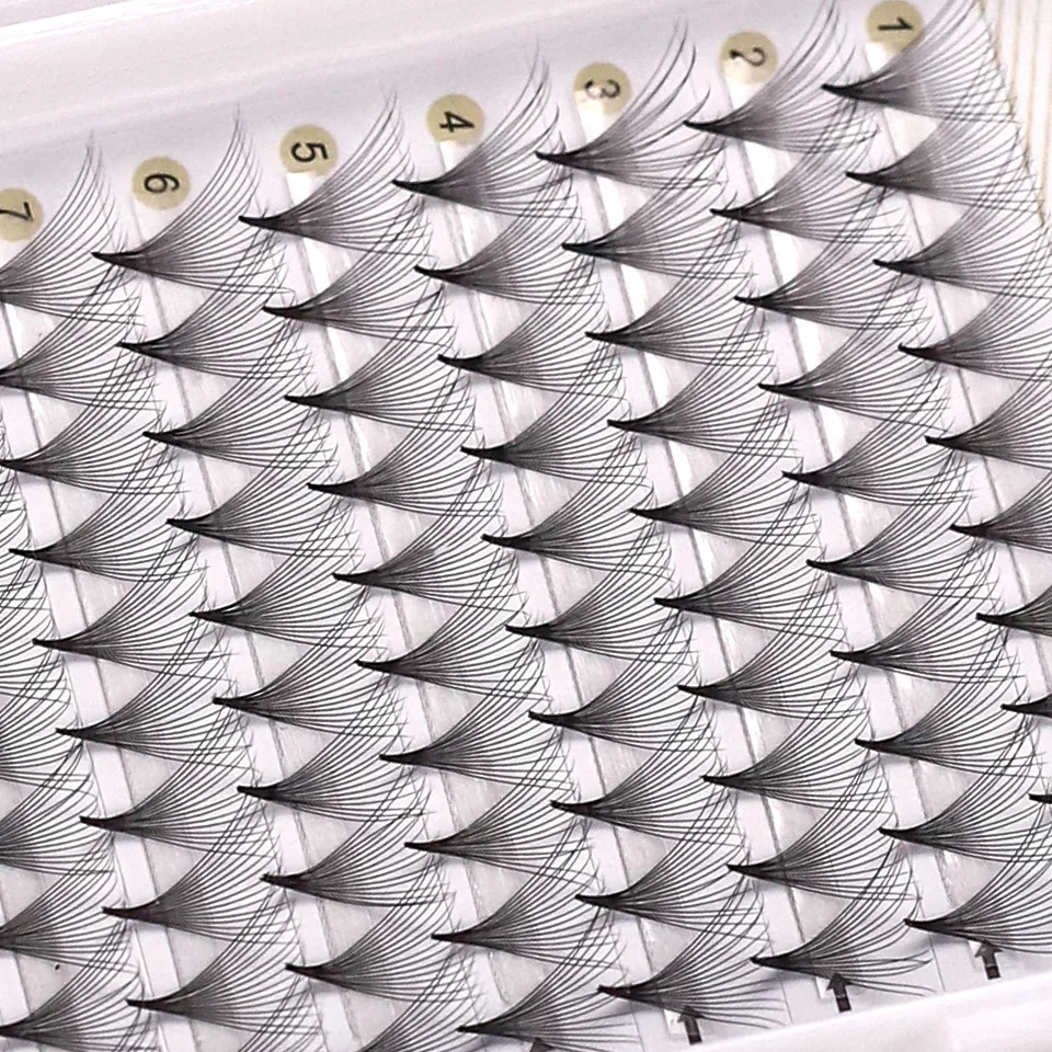 AGUUD 10 trayslot Korea premade russian volume lashes super fans needle pointy stem narrow base promade fans eyelash extensions 251103