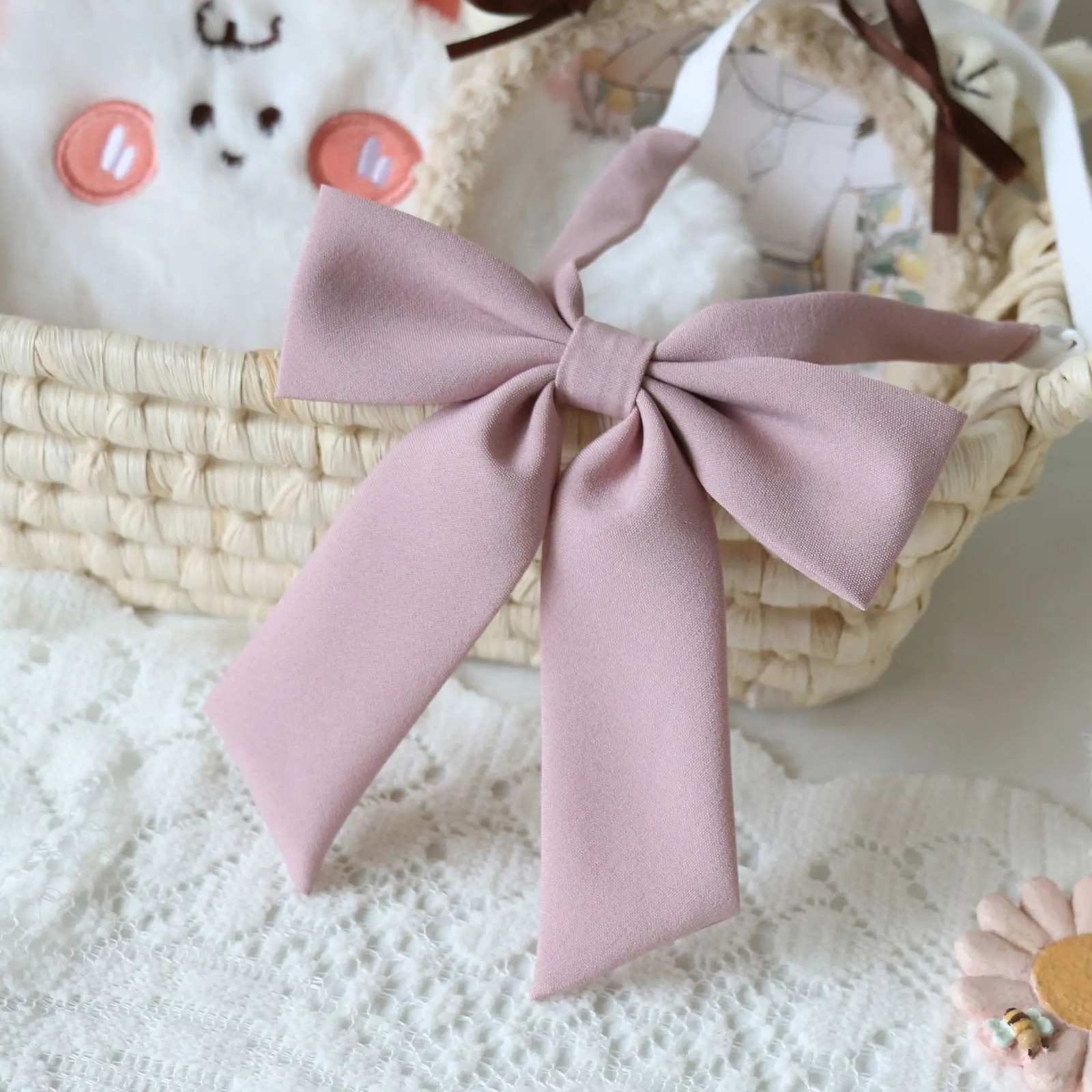 Cute Pink Bow Tie Soft Giant Feather Root Soft Girl Bow Female Umbrella Packaging Material 250407