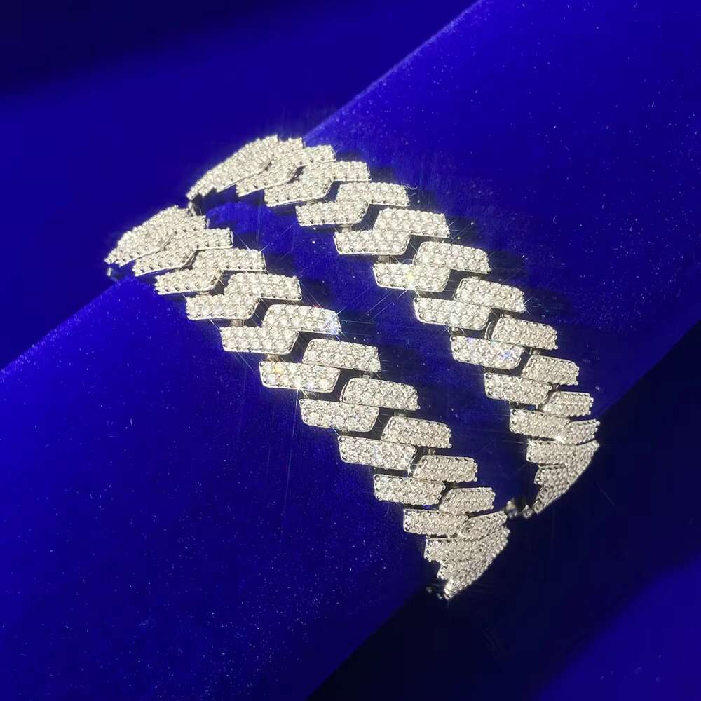 12MM Solid 925 Silver 10K Yellow Real Gold Plated Diamond Moissanite Mens Miami Cuban Link Chain
