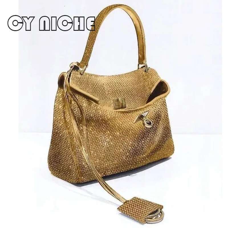 2024 Autumn/Winter New Women's Tote Light Shining Water Dia Handbag Fashion Casual Mini Lock Leather Bag