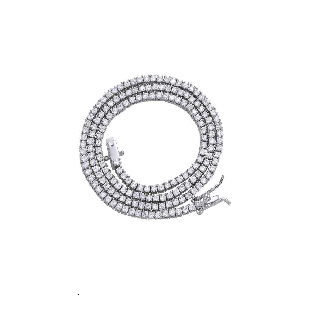 2mm Tennis Chain Copper Tennis Chain Copper Micro Zirconia Single Row Chain Hip Hop Necklace