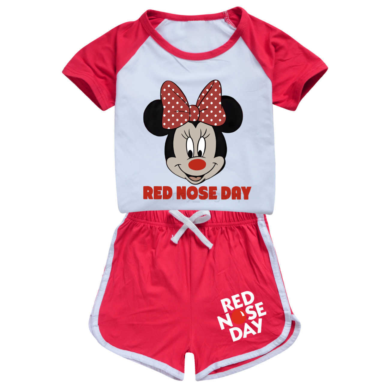 Disney Red nosed Mickey childrens summer short sleeved shorts sports suit 4204XJ250409
