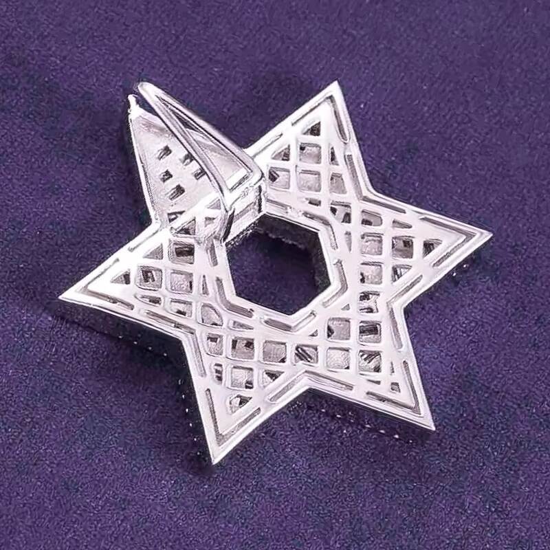 Hip Hop GRA Iced Out Bling D Color Moissanite 925 Sterling Silver Baguette Star Pendant for Men Women Passes Diamond Tester