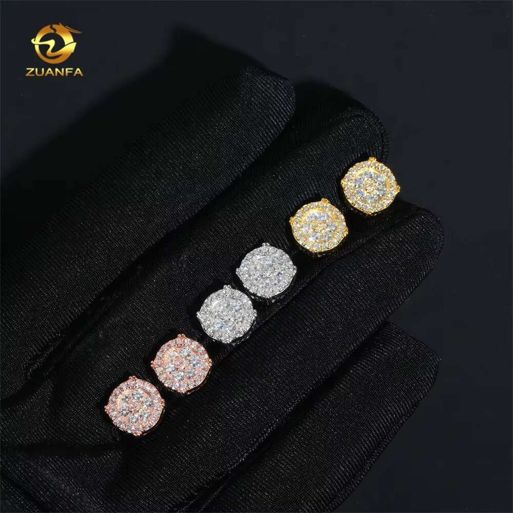 Wholesale Price High Quality Hip Hop Jewelry 925 Sterling Silver Iced Out Mens Moissanite Earrings