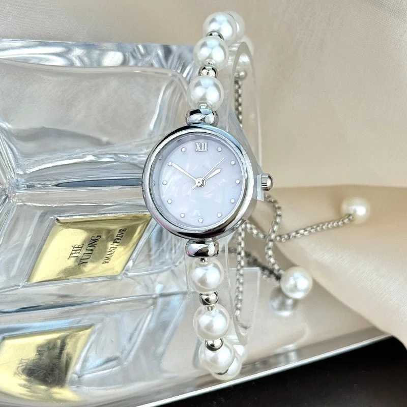 Elegant Pearl Bracelet Womens Quartz Watch Pullout Adjustable Strap Luxury Small Dial Womens Watch GiftXJ250408