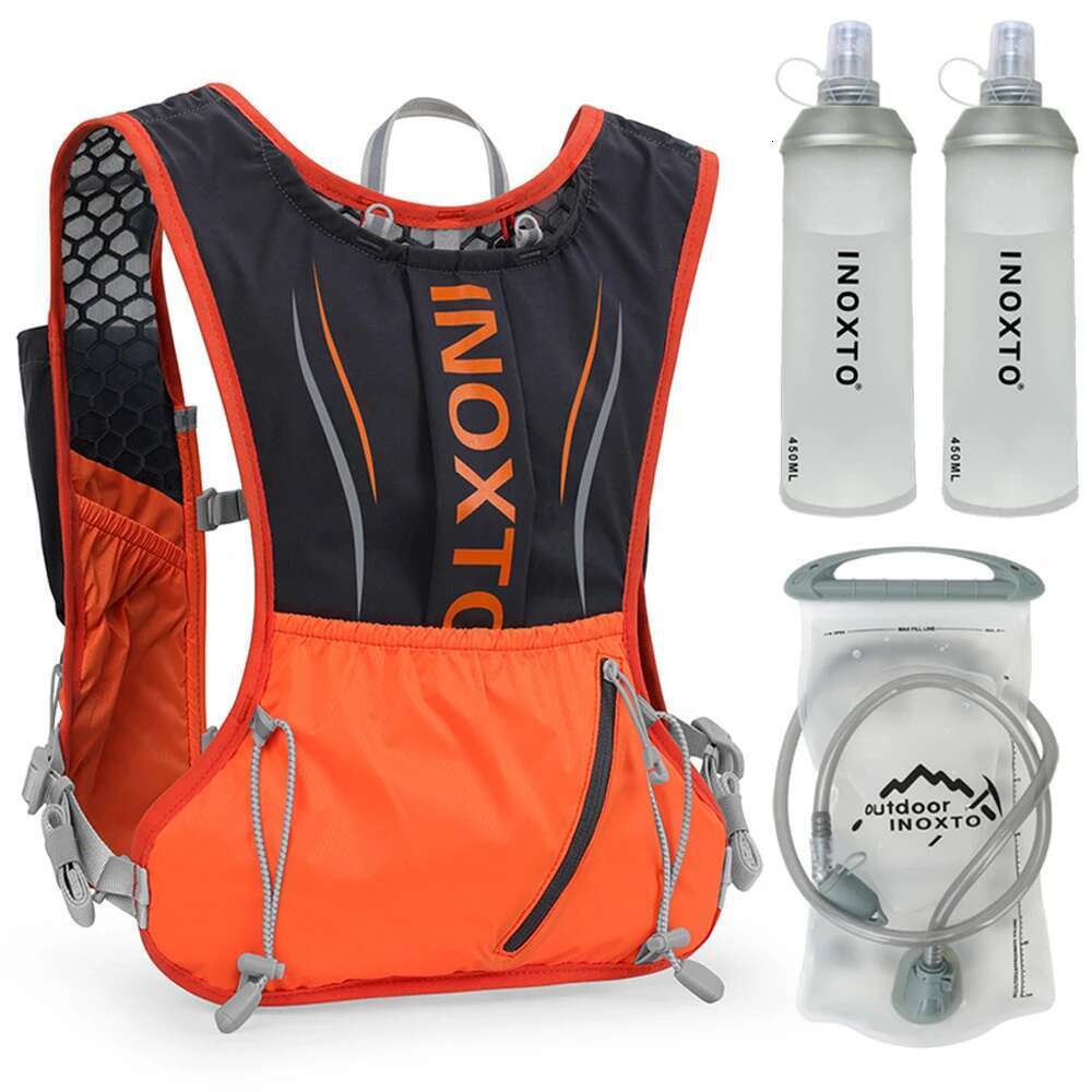5L Backpack Running Vest Pack With 1Pc 1.5L Bladder And 2Pcs 450Ml Soft Water Bottles For Outdoor Bag