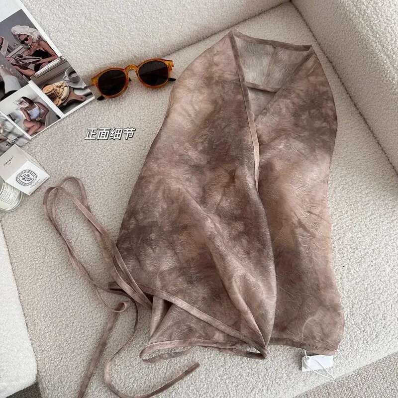 Rose Halo Dyed Hanging Neck Strap Tank For Women's Summer, Unique Design, Cross Collar Off The Shoulder Sleeveless Top
