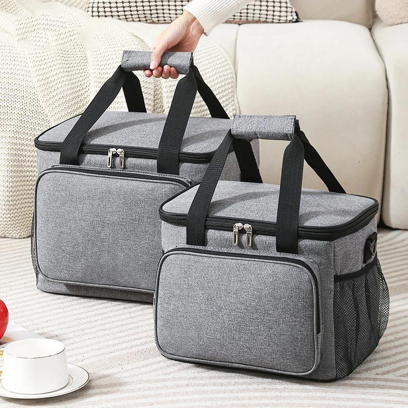 Thickened Oxford Cloth Leakproof Tote Cooler Lunch Bag Box Large Portable Picnic Storage Bags with Shoulder Strap 250407