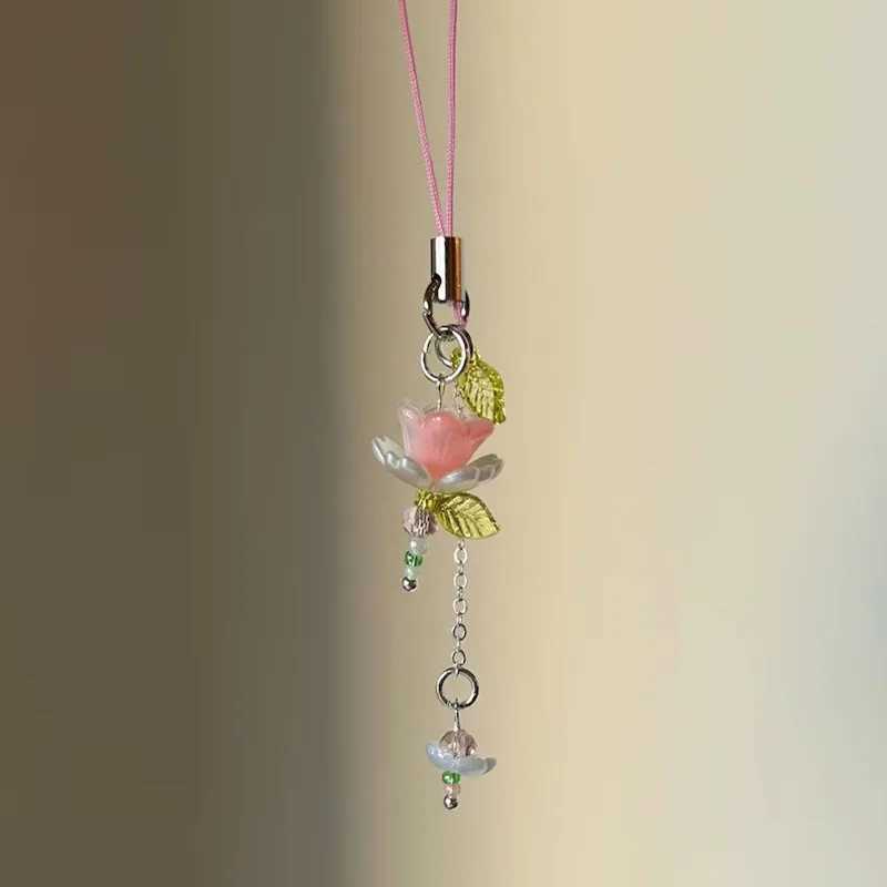 Pink Lotus Phone Charm Handmade Keychain Accory CuteXJ250409