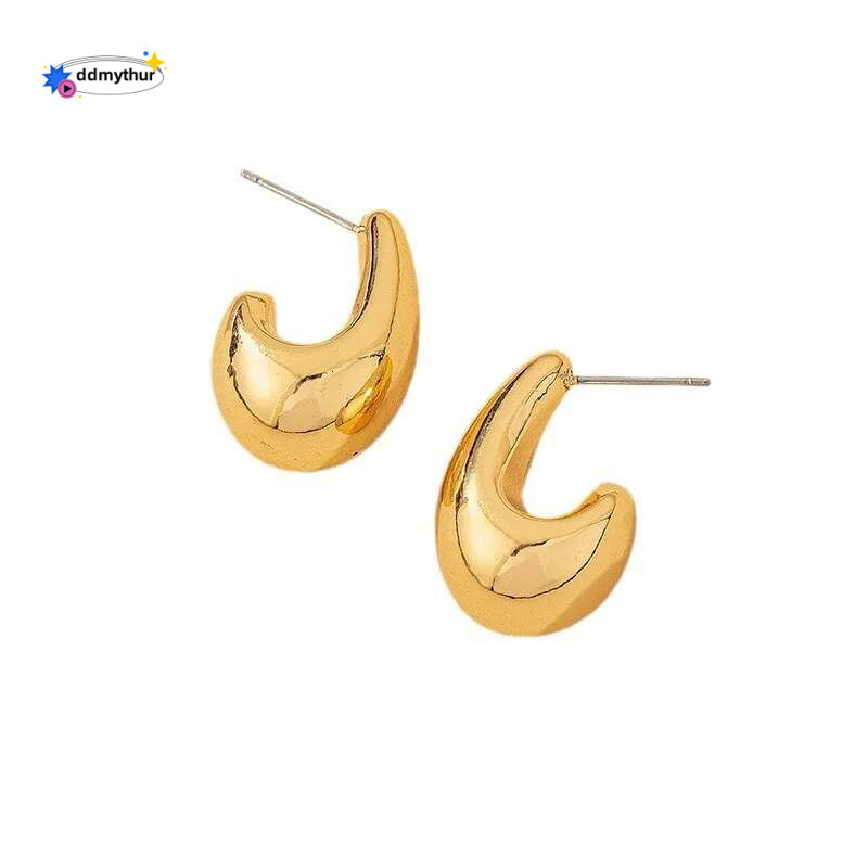 Vintage Chunky Dome Drop Earrings For Women Golden Color Stainless Steel Thick Teardrop Earring Statement Wedding Jewelry Gift ddmypanda ddmythur