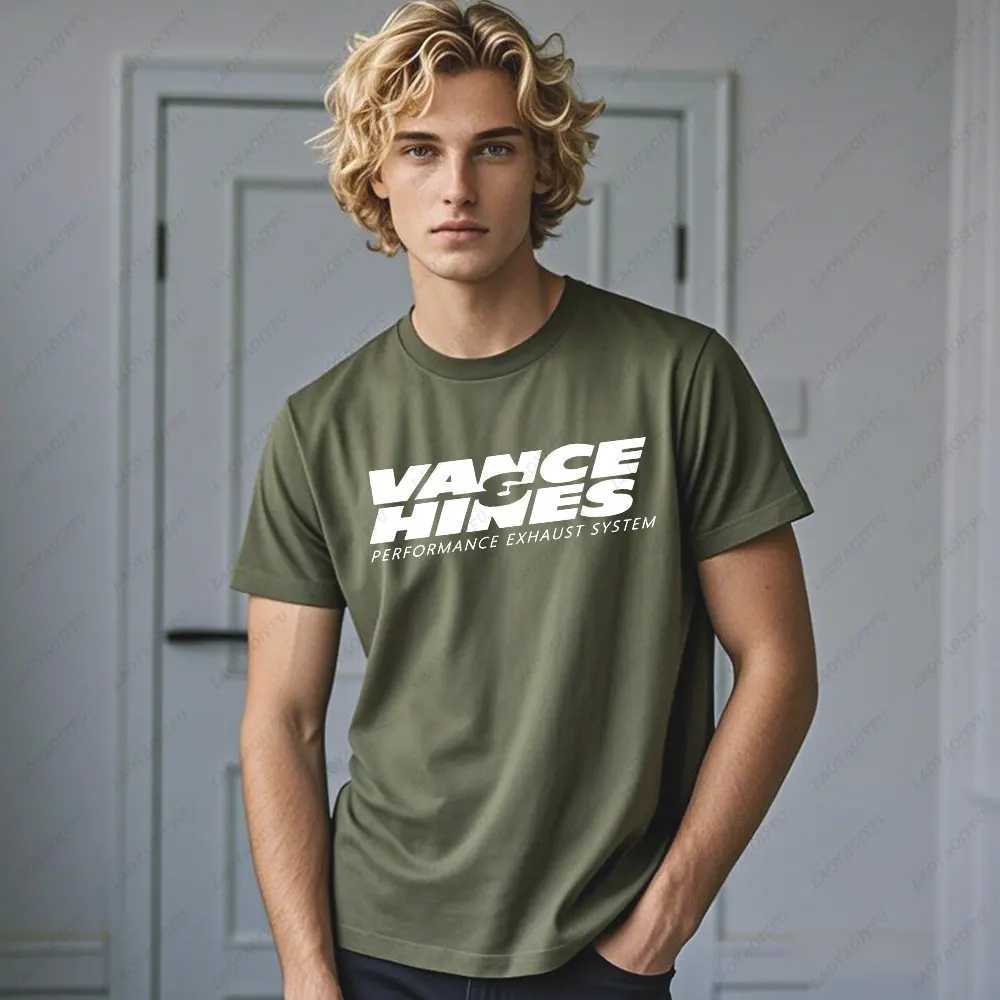 VANCE HINES Printed Fashionable Mens T-shirt Inspired by Motorcycle Racing Exhaust System Mens T-shirt Casual Loose Harajuku Soft T-shirtXJ250409