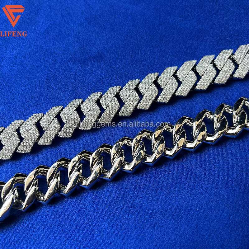 Wholesale Miami Moissanite Chain 10mm-20mm 925 Sterling Silver Gold Plated VVS Diamond Necklace Cuban Link Chain for Men Jewelry