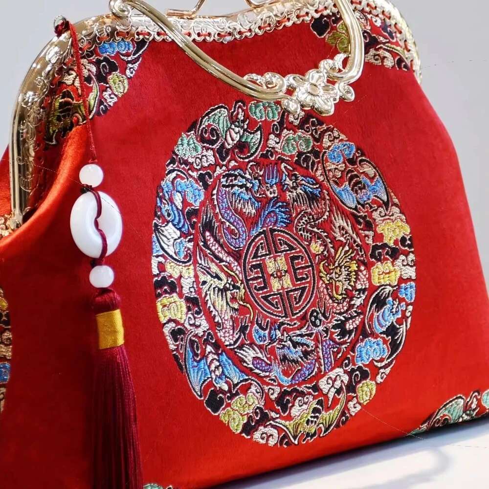 Red Black Palace Japan China Style Wedding Women Top Hand Tassel Classic Vintage Mother Bag Bags Chain Strap