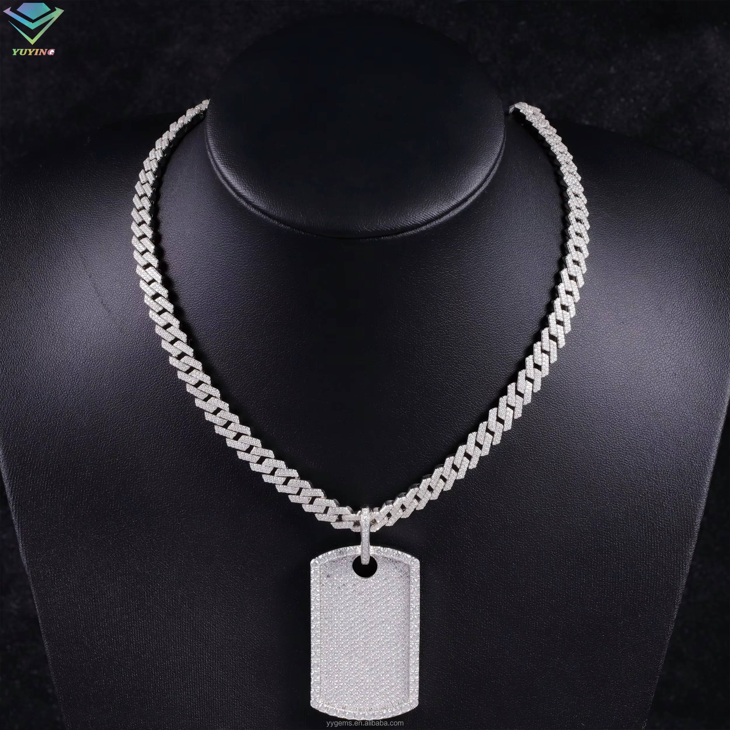 Yu Ying New Arrival Hip Hop Tag Pendant for Men Women 925 Sterling Silver Ice Out Moissanite VVS Diamond Pendant for Necklace