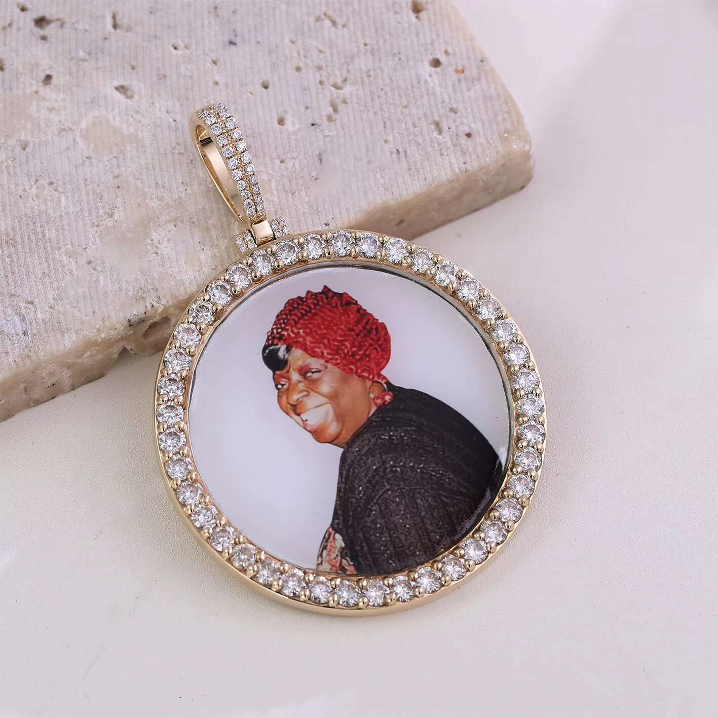 Unique Free Customized Picture Pendant Moissanite Pendant 925 Silver Gold Plated Hip Hop Pendant Memory-jewelry Precious Gift