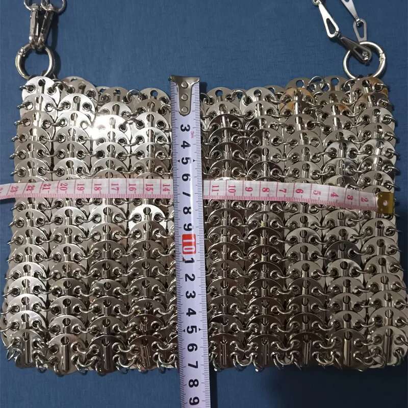 Designer Women's Trend Hand Woven Hollow Metal Chain Tote Clutch Female Travel Holiday Shoulder Bag Handbag